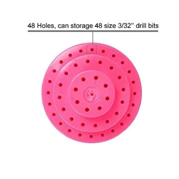 Mpnetdeal Nail Drill Bits Holder with Dust Proof Cover 48 Big Holes Storage Stand Displayer Container Organizer Box Case, Acrylic Nails Necessary Tools for Home Use or Nail Salon (Pink)