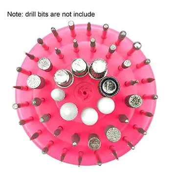 Mpnetdeal Nail Drill Bits Holder with Dust Proof Cover 48 Big Holes Storage Stand Displayer Container Organizer Box Case, Acrylic Nails Necessary Tools for Home Use or Nail Salon (Pink)