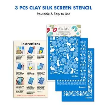 KEOKER Easter Silk Screen for Polymer Clay - 3PCS Stencil Set with Rabbit Patterns