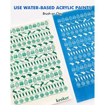 KEOKER Easter Silk Screen for Polymer Clay, 3PCS Easter Silk Screen Polymer Clay, Easter Day Silk Screen Stencils for Polymer Clay, Rabbit Pattern Polymer Clay Stencil (Easter Eggs)