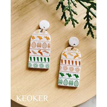 KEOKER Easter Silk Screen for Polymer Clay, 3PCS Easter Silk Screen Polymer Clay, Easter Day Silk Screen Stencils for Polymer Clay, Rabbit Pattern Polymer Clay Stencil (Easter Eggs)