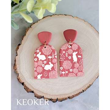 KEOKER Easter Silk Screen for Polymer Clay, 3PCS Easter Silk Screen Polymer Clay, Easter Day Silk Screen Stencils for Polymer Clay, Rabbit Pattern Polymer Clay Stencil (Easter Eggs)