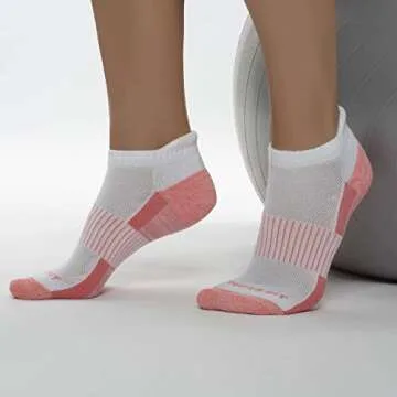 Copper Fit unisex adult Ankle Length Sport Socks, White/Multi, Small-Medium US