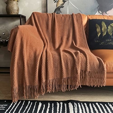 LOMAO Knitted Throw Blanket with Tassels Bubble Textured Lightweight Throws for Couch Cover Home Dec...