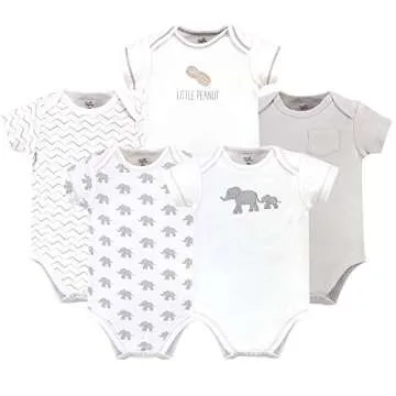 Touched by Nature Unisex Baby Organic Cotton Bodysuits, Marching Elephant, 3-6 Months