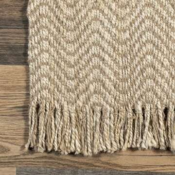 nuLOOM Don Chevron Jute Tasseled Area Rug, 6x9, Natural