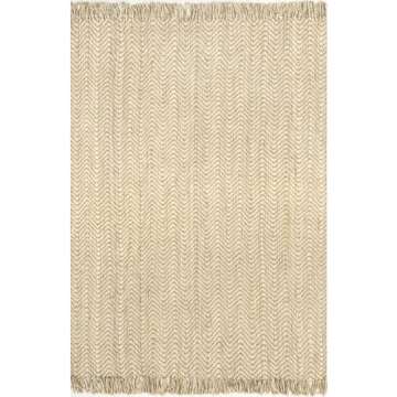 nuLOOM Don Chevron Jute Tasseled Area Rug, 6x9, Natural