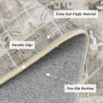 Pauwer Boho Area Rug 3x5, Large Washable Area Rugs for Living Room, Soft Vintage Bedroom Rug Carpet,...