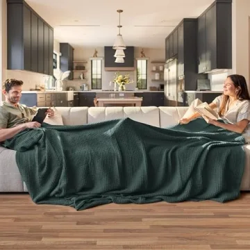 Bedsure 100% Cotton Blanket - King Size Breathable Waffle Weave
