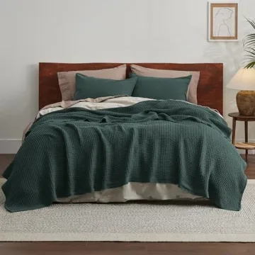 Bedsure 100% Cotton Blanket - King Size Breathable Waffle Weave