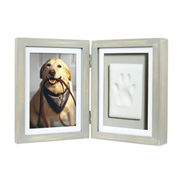 Pearhead Pet Paw Print Photo Frame with Clay Imprint Kit - Wooden Photo Frame, DIY No-Mess Pawprint ...
