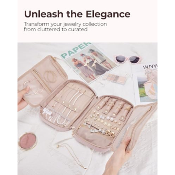 BAGSMART Pink Jewelry Organizer Travel Storage Bag