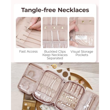 BAGSMART Pink Jewelry Organizer Travel Storage Bag