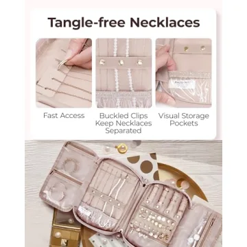 BAGSMART Pink Jewelry Organizer Travel Storage Bag