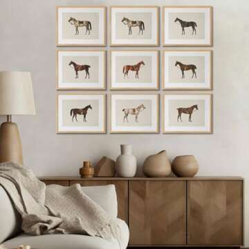 LOARTVE Vintage Horse Canvas Wall Art Posters - Rustic Farmhouse Decor
