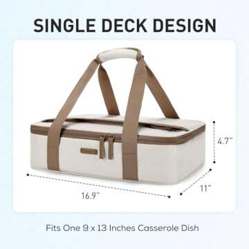 TOURIT Insulated Casserole Carrier for Hot or Cold Food Thermal Food Carrier for Picnic Cookouts Pot...