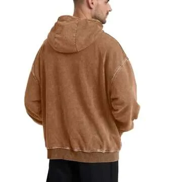 FAIABLE Mens Womens Acid Wash Hoodie Unisex Oversized Vintage Hoodie Heavyweight Terry Cotton Distress Hoodies Sweatshirts for Women Men Couples Streetwear 2025 Coffee