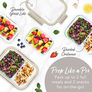 Bentgo Glass Leak-Proof Meal Prep Set for Healthy Eating