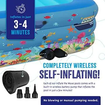 Pink Inflatable Swimming Pool (120" x 72.8" x 23.6") Built-in Air Pump Inflatable Kiddie Pool, Family Pools for Kids and Adults - Self Inflating Backyard Blow Up Pool for Toddlers & Babies (Large)