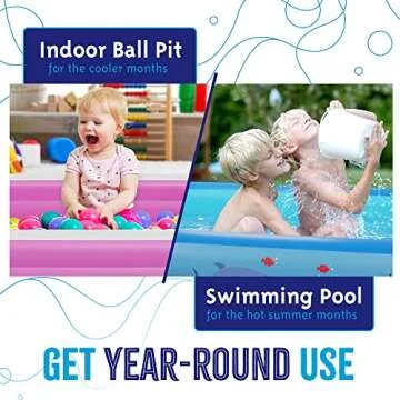 Pink Inflatable Swimming Pool (120" x 72.8" x 23.6") Built-in Air Pump Inflatable Kiddie Pool, Family Pools for Kids and Adults - Self Inflating Backyard Blow Up Pool for Toddlers & Babies (Large)