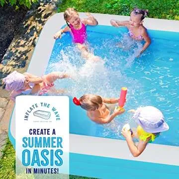 Pink Inflatable Swimming Pool (120" x 72.8" x 23.6") Built-in Air Pump Inflatable Kiddie Pool, Family Pools for Kids and Adults - Self Inflating Backyard Blow Up Pool for Toddlers & Babies (Large)