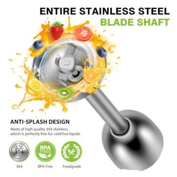 KOIOS Immersion Hand Blender, 5-in-1 Hand Blender with Entire Stainless Steel Blender Shaft, Full Co...