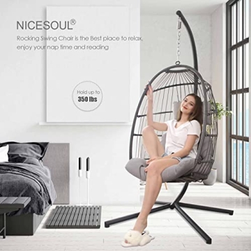 NICESOUL Egg Chair Outdoor Indoor Wicker Hanging Egg Chair