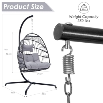 NICESOUL Egg Chair Outdoor Indoor Wicker Hanging Egg Chair