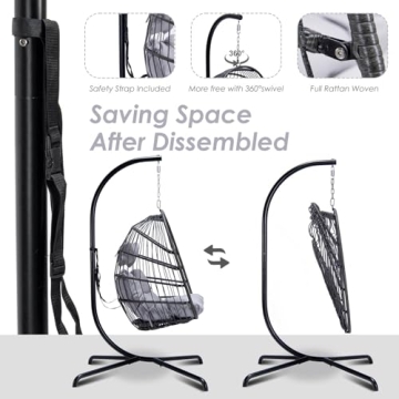 NICESOUL Egg Chair Outdoor Indoor Wicker Hanging Egg Chair