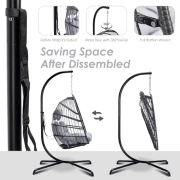 NICESOUL Egg Chair Outdoor Indoor Wicker Hanging Egg Chair