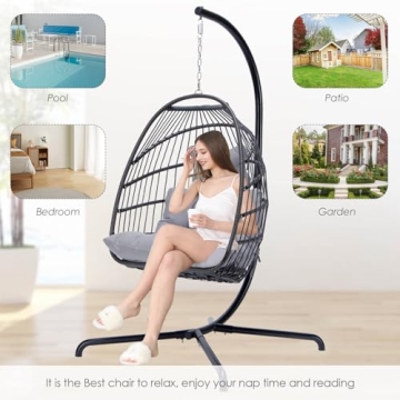 NICESOUL Egg Chair Outdoor Indoor Wicker Hanging Egg Chair