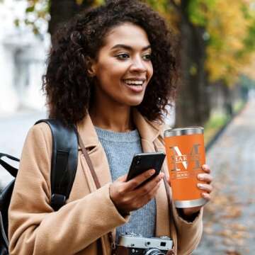 Personalized Tumbler with Engraved Name - 21 Designs Double Wall Insulated with Slider Lid 20oz Coff...