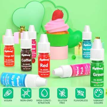Oil Based Food Coloring Set for Chocolate, 24 Colors Vibrant Edible Candy Melt Coloring Food Dye Tasteless for Cake Decorating, Baking, Fondant, Cookies, Icing, Slime, 0.25 fl.oz/Bottle