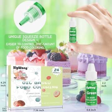 Oil Based Food Coloring Set for Chocolate, 24 Colors Vibrant Edible Candy Melt Coloring Food Dye Tasteless for Cake Decorating, Baking, Fondant, Cookies, Icing, Slime, 0.25 fl.oz/Bottle