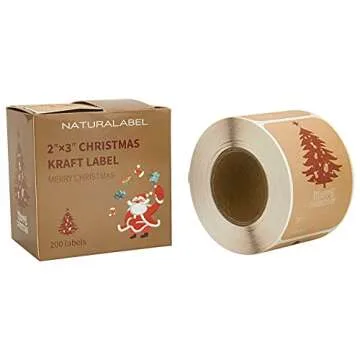NATURALABEL Kraft Christmas Gift Label Gift Stickers 2 x 3 Inch 200 Total