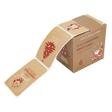 NATURALABEL Kraft Christmas Gift Label Gift Stickers 2 x 3 Inch 200 Total