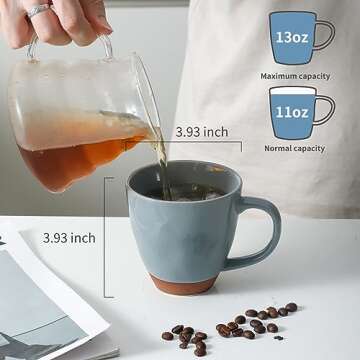 Chubacoo Ceramic Coffee Mugs set : 13 OZ Tea Mug set of 4 for Cocoa, Latte, Cappuccino- Microwavable...