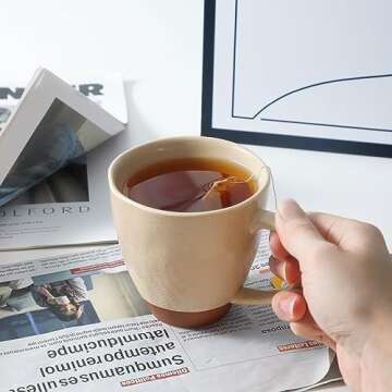 Chubacoo Ceramic Coffee Mugs set : 13 OZ Tea Mug set of 4 for Cocoa, Latte, Cappuccino- Microwavable Porcelain Coffee Cups - Unique Dipped Color & Speckle