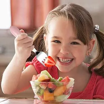 Pimoys 6 Pieces Toddler Forks Baby Forks for Self Feeding, Kids Forks with Round Handle, Stainless Steel Toddler Utensils Children's Safe Silverware Set BPA Free, Dishwasher Safe