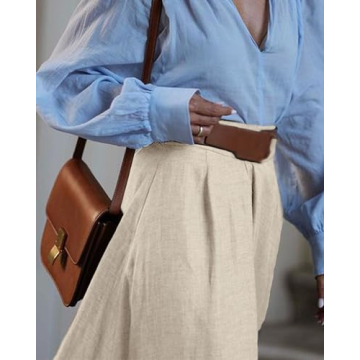 YEXPINE Women's Linen Maxi Skirts High Waist A Line Flowy Skirt Boho Summer Beach Skirts with Pocket Khaki