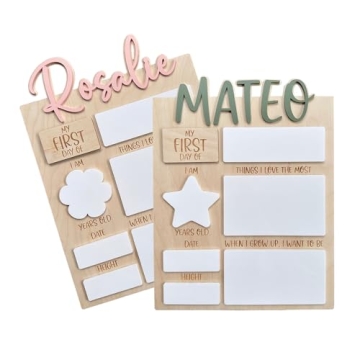 CustomLove Customized First Day of School Sign, Kindergarten School Sign, 1st Day of School Sign, Ba...