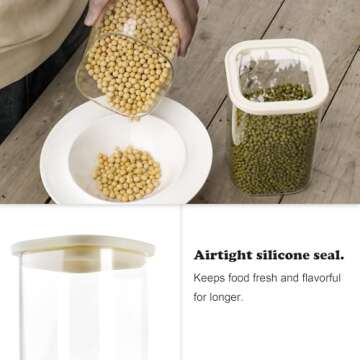 CozNido 12pcs Square Pantry Glass Jars with Clear Airtight Lids Kitchen Canisters Sets for Flour, Sugar Refrigerator Safe, Available in 3 Sizes: 25oz / 40oz / 54 oz