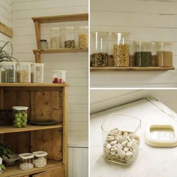 CozNido 12pcs Square Pantry Glass Jars with Clear Airtight Lids Kitchen Canisters Sets for Flour, Sugar Refrigerator Safe, Available in 3 Sizes: 25oz / 40oz / 54 oz