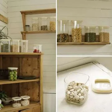 CozNido 12pcs Square Pantry Glass Jars with Clear Airtight Lids Kitchen Canisters Sets for Flour, Sugar Refrigerator Safe, Available in 3 Sizes: 25oz / 40oz / 54 oz