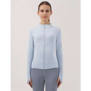 Locachy Women's Slim Fit Full Zip Athletic Running Sports Workout Jacket with Pockets Style 02 Light...