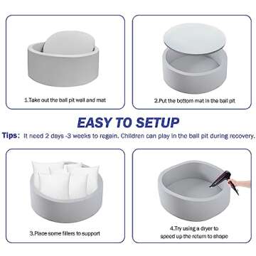 JOYENERGY Foam Ball Pit for Toddlers 35.4 x 11.8 inch Soft Round Baby Ball Pit for Babies Playroom and Indoor Outdoor, Baby Playpen Ball Pool Ball Pit of Ideal Gift for Children - Grey