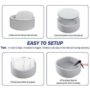 JOYENERGY Foam Ball Pit for Toddlers 35.4 x 11.8 inch Soft Round Baby Ball Pit for Babies Playroom and Indoor Outdoor, Baby Playpen Ball Pool Ball Pit of Ideal Gift for Children - Grey