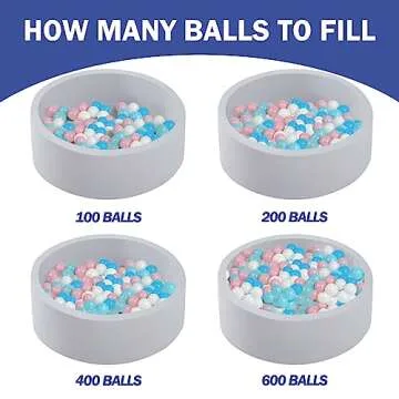 JOYENERGY Foam Ball Pit for Toddlers 35.4 x 11.8 inch Soft Round Baby Ball Pit for Babies Playroom and Indoor Outdoor, Baby Playpen Ball Pool Ball Pit of Ideal Gift for Children - Grey