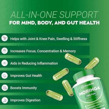 Moringa Powder Capsules - Pure Nutrient-Rich Moringa Powder - A Natural Green Antioxidant Superfood ...