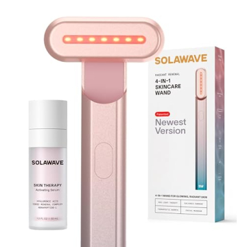 Solawave 4-in-1 Radiant Renewal Facial Wand & Skin Therapy Serum Bundle | Red Light Therapy for Face...